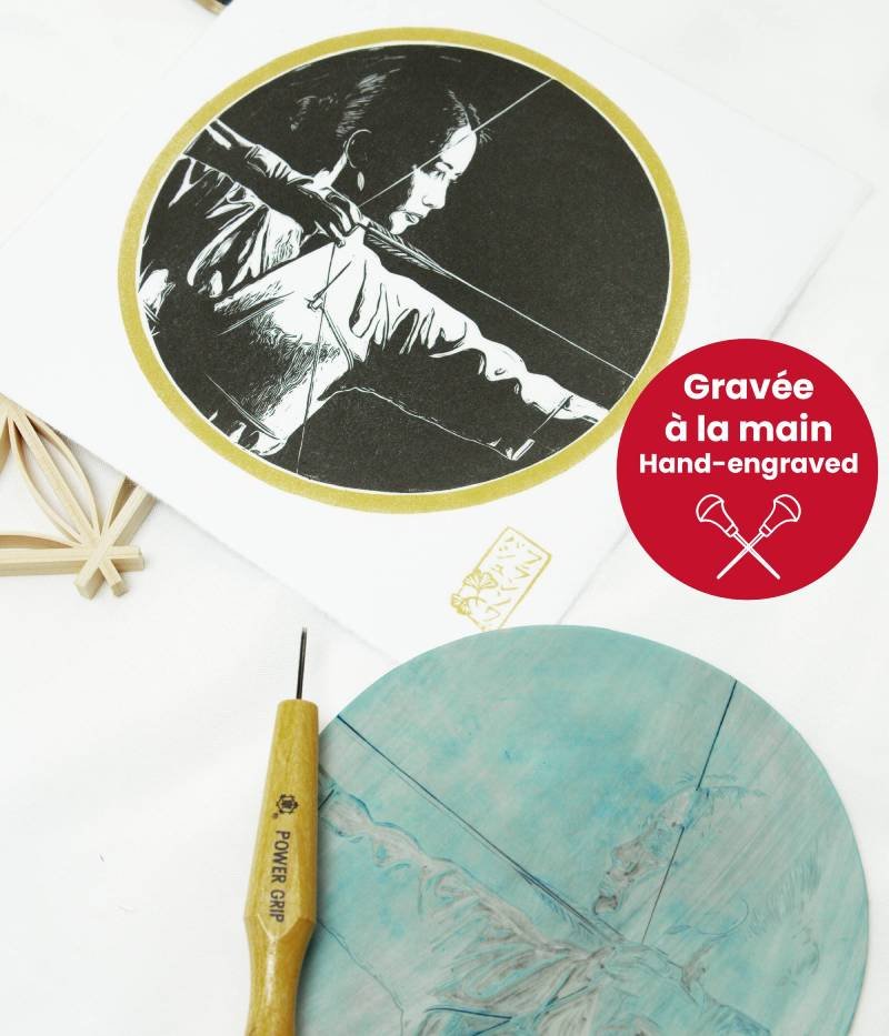 Linogravure japonaise kyudo