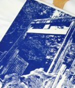 Estampe en linogravure d'un daim sacré de Nara imprimée sur papier washi