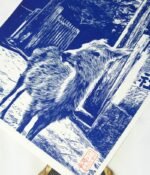 Estampe en linogravure d'un daim sacré de Nara imprimée sur papier washi