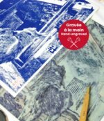 Estampe en linogravure d'un daim sacré de Nara imprimée sur papier washi