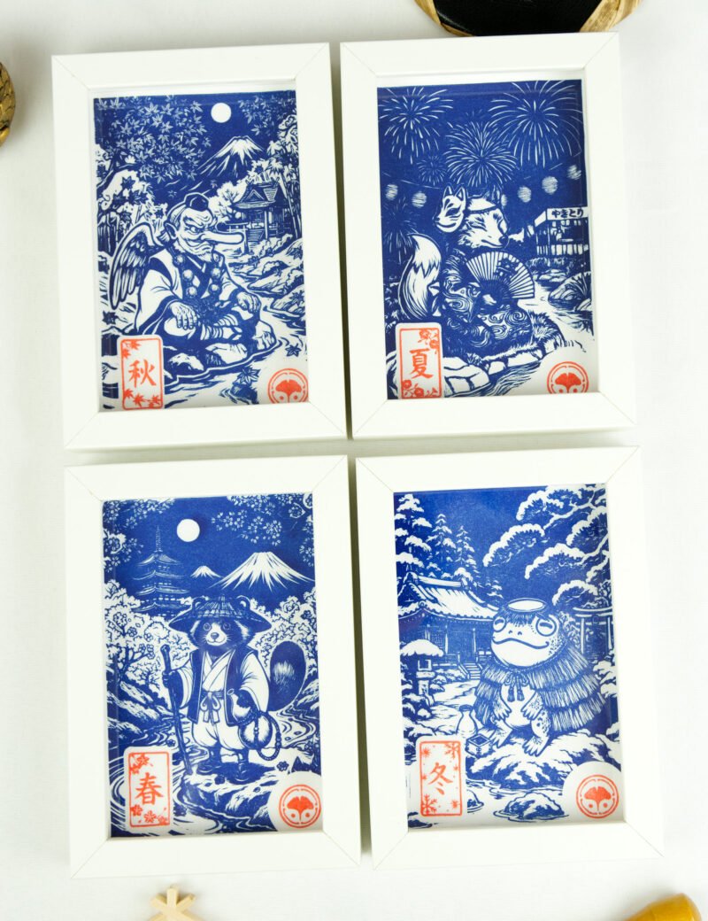 collection yokai bleu estampe japonaise saison
