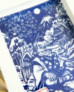 Linogravure tengu en automne – Estampe japonaise artisanale faite main