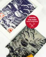 Linogravure Kappa en hiver – Estampe japonaise artisanale faite main